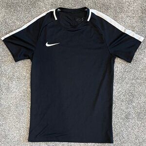 Nike Dri-FIT Black T-Shirt with White Shoulder Stripes